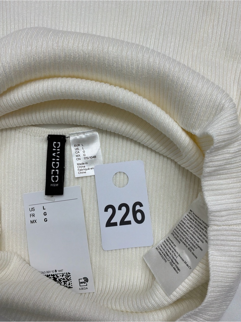 Divided Off-Shoulder Cream Ribbed Knit Sweater - Picture 2 of 11